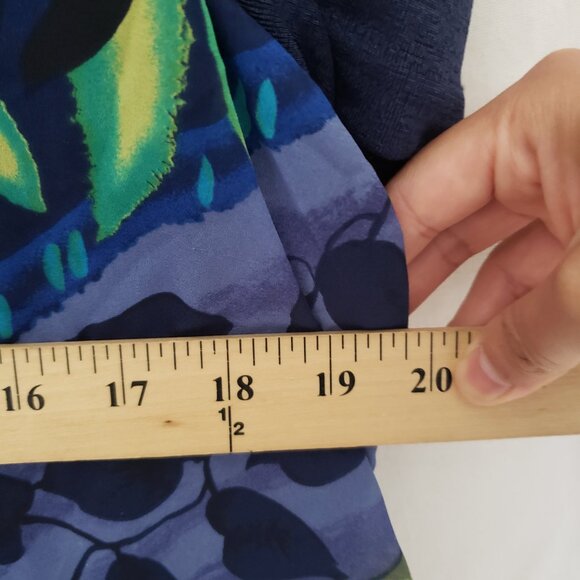 Cascais Woman Navy Blue Multicolor Unique Short Sleeve Formal Long Dress Size 10 - Picture 7 of 13